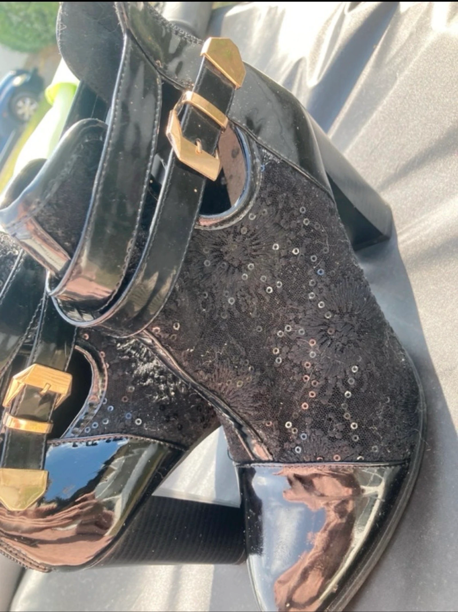 Zwarte glitter hakken/bottines – photo 3